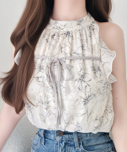 【mily bilet】洗練された大人フェミニン。アメスリ リボン付きフリルブラウス  チェック 花柄 ドット mi1019157