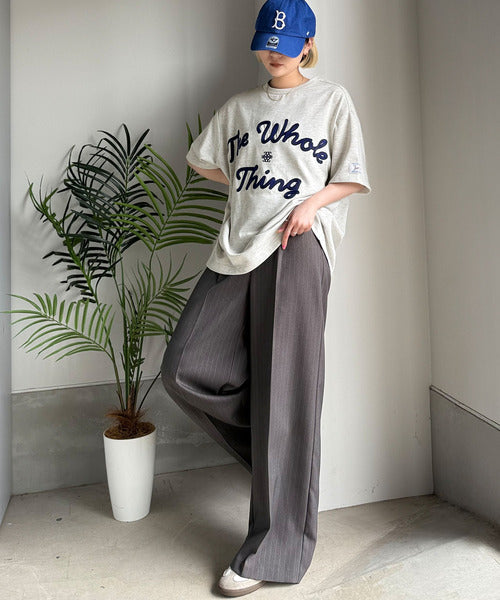 《JaVaジャバコラボ》“トレンドを纏う”コード刺繍ロゴ半袖Tシャツ(オーバーサイズ) jv1329032