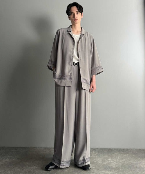 レースが語る、大人の余裕。レース切り替えオープンカラーシャツ / Lace Panel Open Collar Shirt co1010011