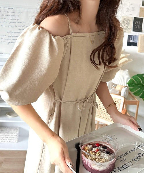 お洒落に差をつける、大人女子。2wayパフスリーブロング丈ワンピース ce1260375