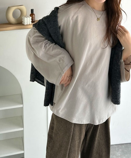 《JaVaジャバコラボ》ゆるっと大人カジュアル。綿100％ドルマンスリーブカットロンTEE（長袖） jv1260489