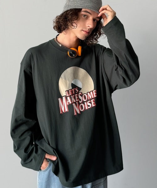 《JaVaジャバコラボ》「前後抜かりなし。」綿100%レコード盤レトロツアーロゴTシャツ（長袖） jo1150065
