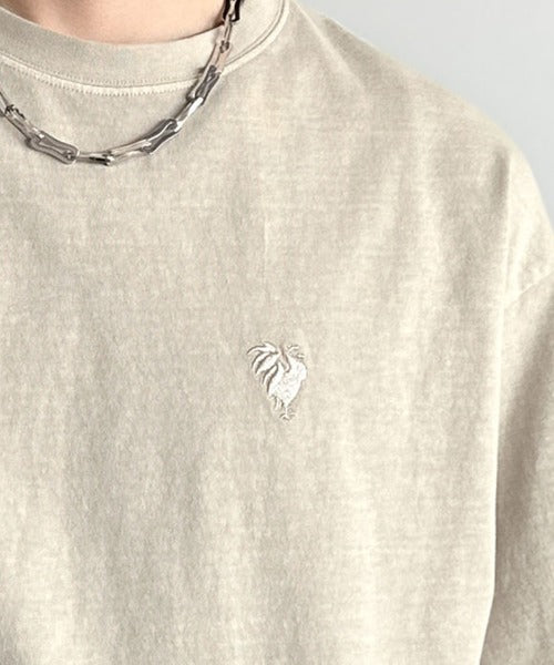 「イマドキな、古着感。」袖ポケット付きピグメント加工刺繍入りTシャツ／Sleeve Pocket Pigment-Dyed Embroidery T-Shirt co1150025