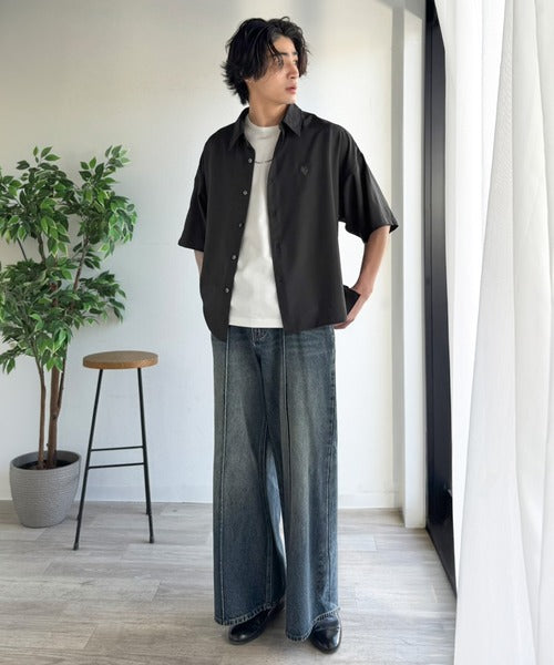 《JaVaジャバコラボ》【接触冷感機能付き】触れた瞬間ひんやり心地よく、今どきな抜け感を演出。とろみドレープオーバーサイズシャツ jo1320018