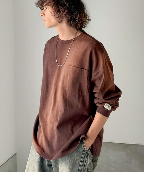 《JaVaジャバコラボ》垢抜け！大人のストリートstyleを作る。綿100％スプレーダイ加工オーバーサイズTシャツ（長袖） jv1020358