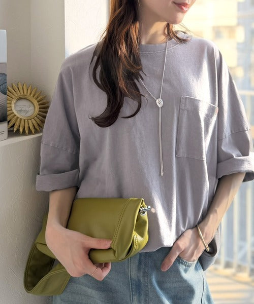 《JaVaジャバコラボ》大人のこなれ感漂う。 綿100％ビッグポケットオーバーサイズTシャツ（半袖） jv1260540