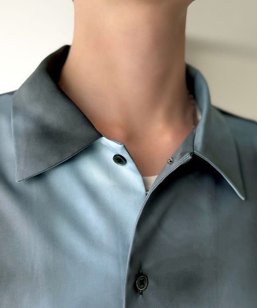 【Classical Origin】「都会的スタイル」。総柄ドレープキャンプカラーシャツ（長袖）/Relaxed Drape All-Over Pattern Camp Collar Shirt co1150039