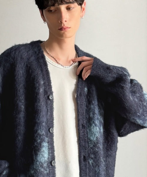 【Classical Origin】「まるで毛布。」モヘアライクシャギー素材Vネックカーディガン／Mohair-Like Shaggy Knit V-Neck Cardigan co0780003
