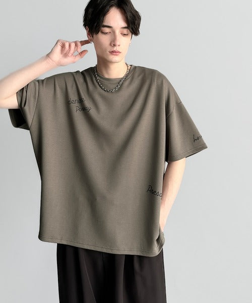 Logo Rhinestone Design Dolman Oversized Tee／ラインストーンロゴ使いドルマンオーバーサイズTシャツ co1010003