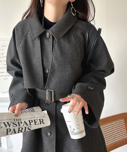 かわいさも、大人っぽさも叶える。着こなし自在の2way仕様が嬉しい♪ミドル丈アレンジコート ce1240094