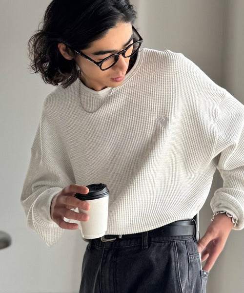 【Classical Origin】「ヘビーウェイト一択。」綿100％ワッフルクルーネックビッグTシャツ／Cotton 100% Waffle Crew Neck Big T-Shirt co0780014