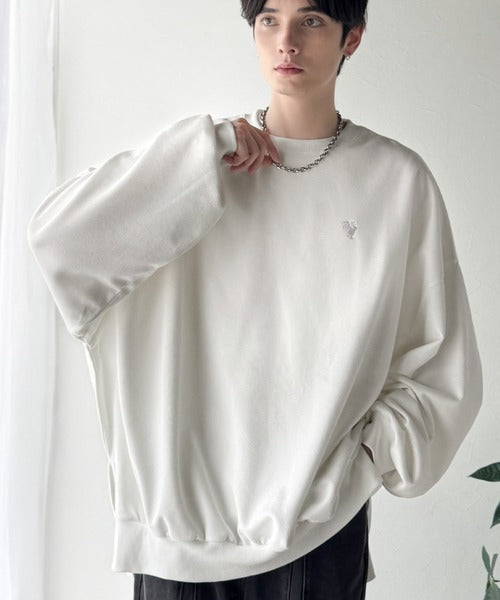 【Classical Origin】「やっぱりビッグシルエット！」スウェードポンチ素材ビックシルエットトレーナー（長袖）/Suede material big silhouette sweatshirt co1010030
