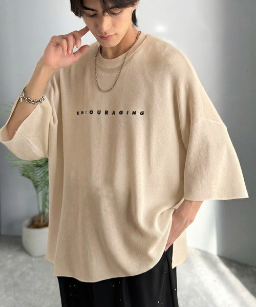 《JaVaジャバコラボ》Tシャツにはない品格を。ロゴプリントオーバーサイズサマーニットプルオーバー jm1050364