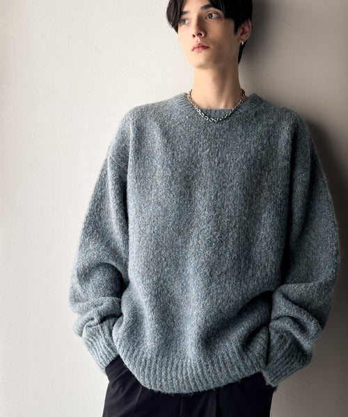 【Classical Origin】「深みのある大人に。」クルーネックミックスカラー糸ニット（長袖）/Crew neck mixed color knit ao1020308