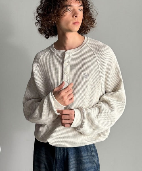 【Classical Origin】「ヘビーウェイト一択。」綿100％ワッフル素材ラグランビッグTシャツ／Cotton 100% Waffle Raglan Big T-Shirt co0780015