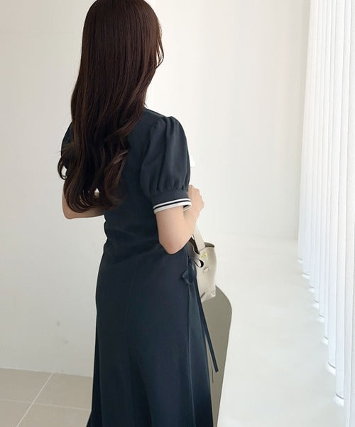 【mily bilet】上品な雰囲気と、大人フェミニンさの融合。鹿の子胸刺繍ポロワンピース mi1359016