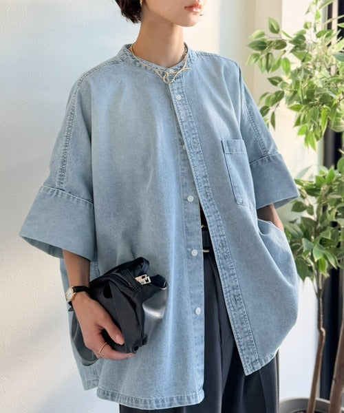 【Classical Evon】一枚でこなれ見え、品よく羽織れる。大人のライトデニムシャツ ev1070202