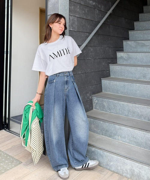 《JaVaジャバコラボ》頑張らない日の“正解ボトム”。フロントタックハイウエストコクーンデニムパンツ jv1400007