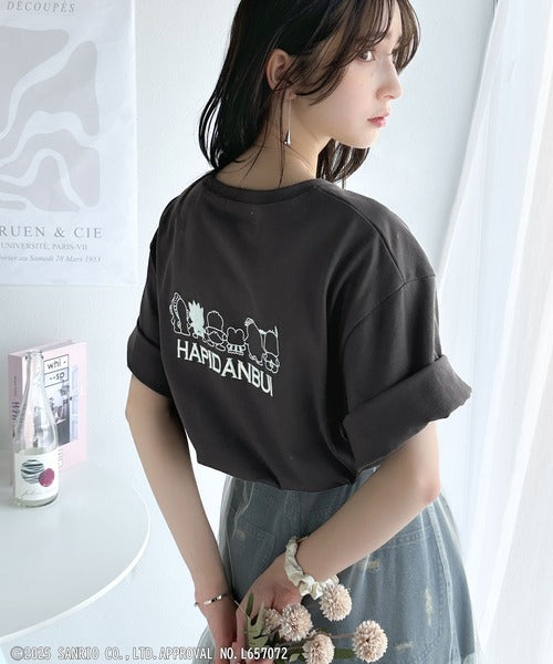 【Sanrio characters/サンリオキャラクターズ】人気キャラ大集合！はぴだんぶいバック刺繍ビッグTシャツ(半袖) ce1350004