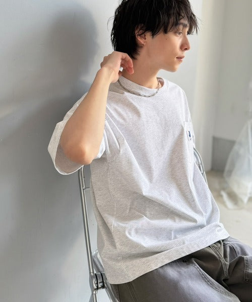 《JaVaジャバコラボ》【接触冷感・抗菌防臭機能付き】試して納得！胸ポケット付き ライトヘビーウェイト オーバーサイズTシャツ（半袖） jo1320020
