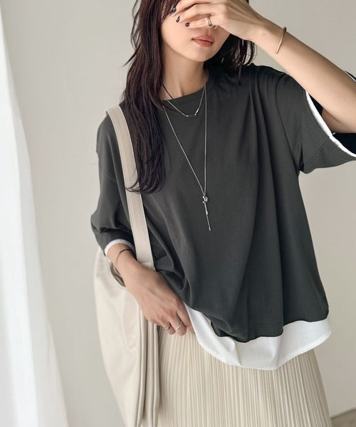 《JaVaジャバ コラボ》実は、フェイクなんです！フェイクレイヤードTee（半袖） elft002