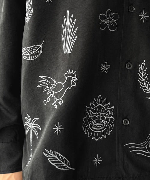 【Classical Origin】刺繍で魅せる存在感。オリジン刺繍キャンプカラーシャツ／Origin Embroidered Camp Collar Shirt co1150053