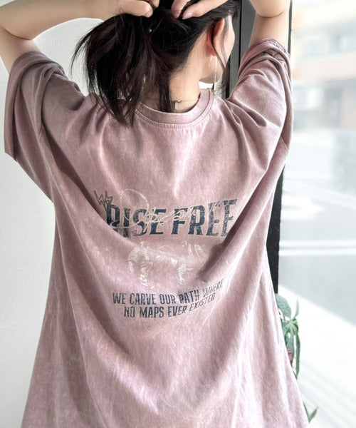 《JaVaジャバコラボ》キャッチーな個性派スタイル。綿100％前後2wayアシッドウォッシュビッグロックTシャツ(半袖） jv1260545