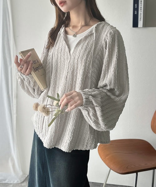 一枚でサマになる大人のジャガード。前後2wayカットジャガードシェイプチュニック（長袖） ce1260492