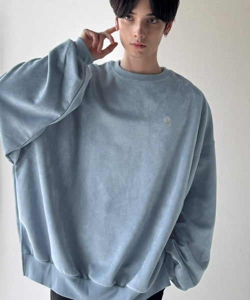 【Classical Origin】「やっぱりビッグシルエット！」スウェードポンチ素材ビックシルエットトレーナー（長袖）/Suede material big silhouette sweatshirt co1010030