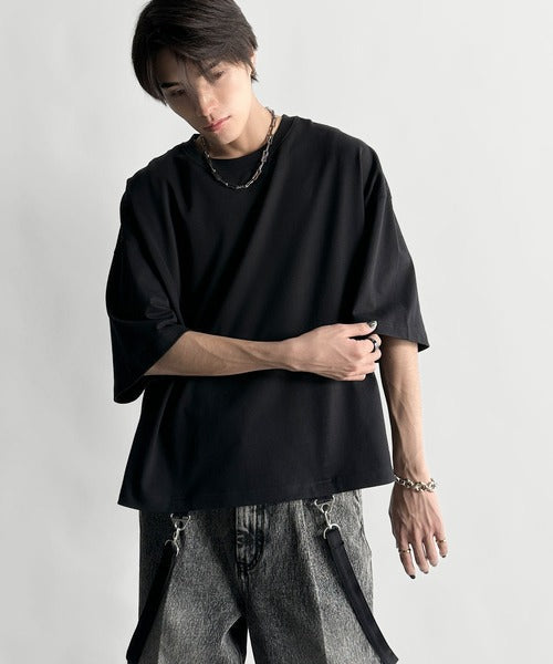 Belt Design Transformable Cropped T-Shirt／脱着式ベルトデザインショート丈Tシャツ co1150015