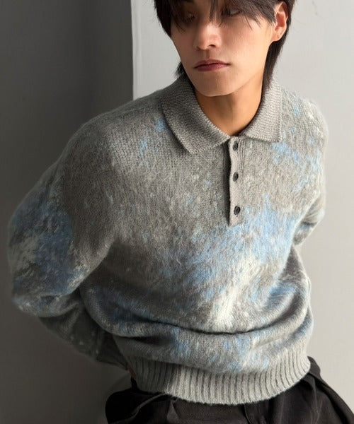 【Classical Origin】「まるで毛布。」モヘアライクシャギー素材ニットポロシャツ／Mohair-Like Shaggy Knit Polo Shirt co0780004