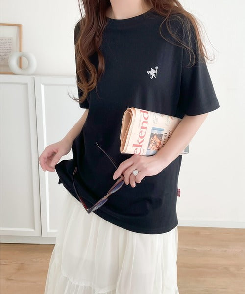 《Javaジャバコラボ》【sustaina+】大人の上級シンプル。滑らか綿100％ワンポイント刺繍Tシャツ jv1260113