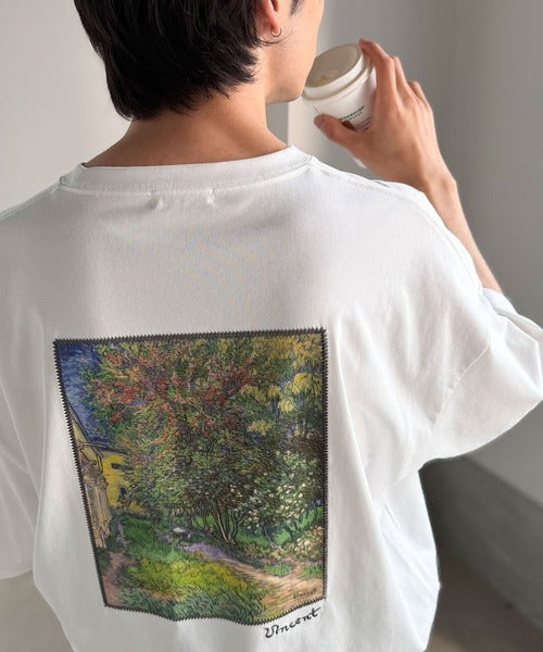 《ゴッホ絵画グラフィック》ステッチ刺繍MIXデザイン 高機能半袖Tシャツ【接触冷感・UVカット機能付き】【JaVaジャバコラボ】 jo1150093