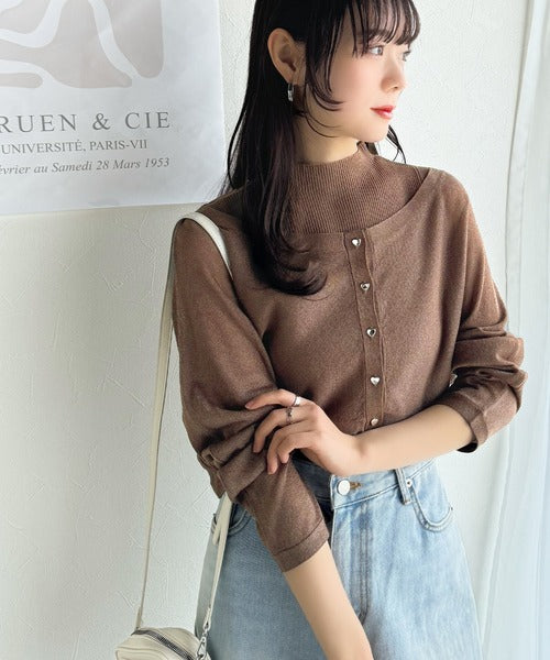 【mily bilet】上品さと可愛らしさを兼ね備えた、オフショル２WAYラメシアーニットアンサンブル（カーディガンセット） mi1029105