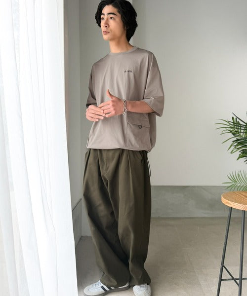 《JaVaジャバコラボ》【接触冷感・吸水速乾機能付き】便利なBIGポケット＆裾ドローコード付き！高機能マイクロメッシュTシャツ jo1150091