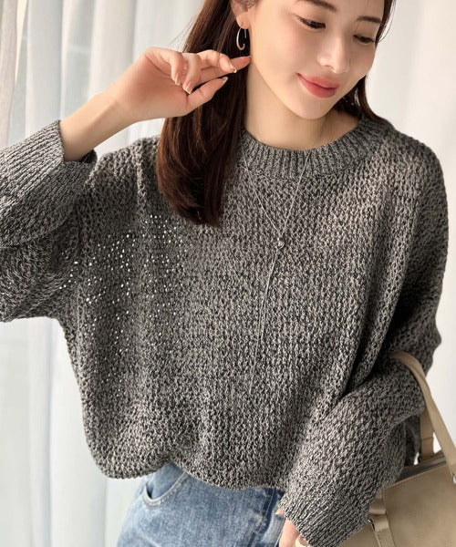 《JaVaジャバコラボ》肌見せも着心地も、大人仕様。ルーズシルエットメッシュ編みニット（長袖） jv1380001
