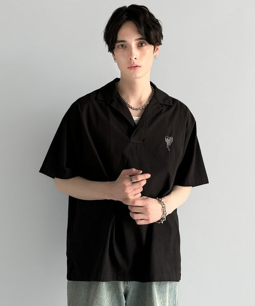 Cotton100%  Ripstop Open Collar Pullover Shirt／コットン100％リップストップ素材オープンカラープルオーバーシャツ co1150012