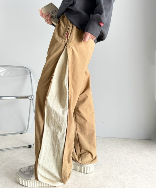 《Javaジャバコラボ》スポーティー＆スタイリッシュ。サイドジップ配色シャカシャカパンツ jv1260316