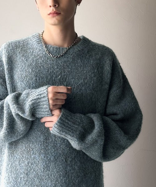【Classical Origin】「深みのある大人に。」クルーネックミックスカラー糸ニット（長袖）/Crew neck mixed color knit ao1020308