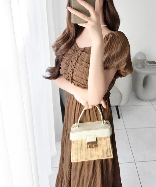 【mily bilet】甘さの中に、ほんのり大人っぽさを♪オフショル2wayギャザードッキングロングワンピース mi1019138