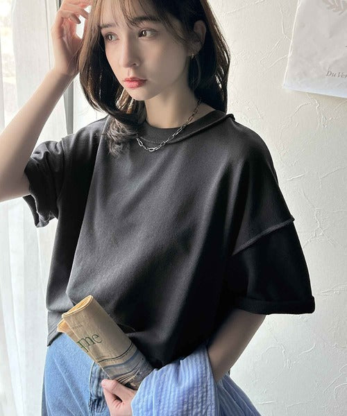 《JaVaジャバコラボ》大胆ロゴで魅せる。前後2way裏毛胸元PAEANロゴ半袖Tシャツ jv1260422