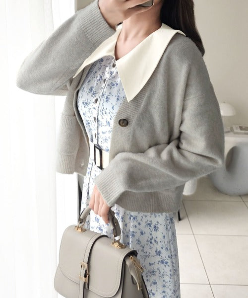 【mily bilet】トレンドのレトロガーリー♪小花柄ベルト付きビッグカラーワンピース(ロング丈) mi1139044