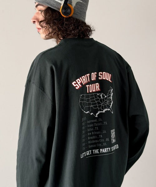 《JaVaジャバコラボ》「前後抜かりなし。」綿100%レコード盤レトロツアーロゴTシャツ（長袖） jo1150065