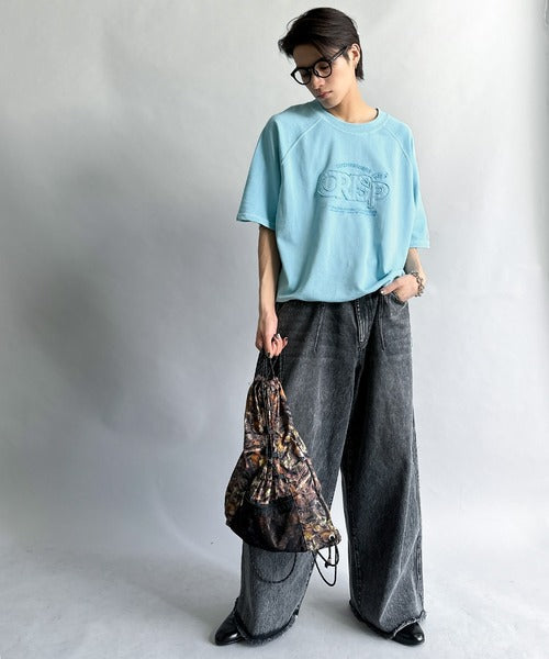 《JaVa ジャバコラボ》裾はドロストでお好みのシルエットに。ヴィンテージライクな半袖ロゴスウェット jm1029126