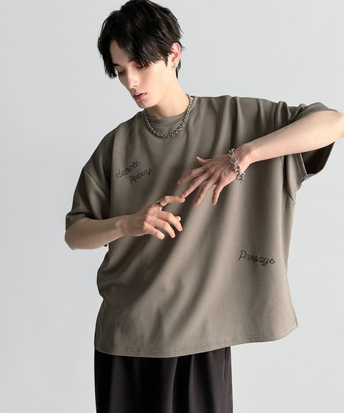 Logo Rhinestone Design Dolman Oversized Tee／ラインストーンロゴ使いドルマンオーバーサイズTシャツ co1010003