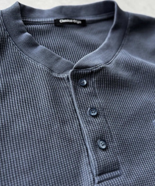 【Classical Origin】「リラックス感、こなれ感。」ピグメント加工サーマルヘンリーネックTシャツ（長袖）/Pigment-Dyed Thermal Henley T-Shirt co1150051