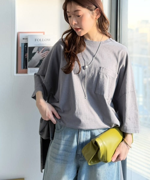 《JaVaジャバコラボ》大人のこなれ感漂う。 綿100％ビッグポケットオーバーサイズTシャツ（半袖） jv1260540