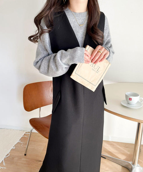 上品リラクシーstyle。ポケット付Vネックワンピース ce1260076