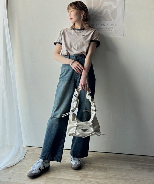 【sustaina+】デイリースタイルをアップデート。オーガニックコットン混 綿100％胸刺繍リンガーTシャツ ce1260400