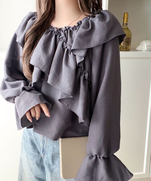 【mily bilet】大人の甘さがちょうどいい♪オフショル2wayキャンディースリーブカシュクールブラウス（長袖） mi1019127